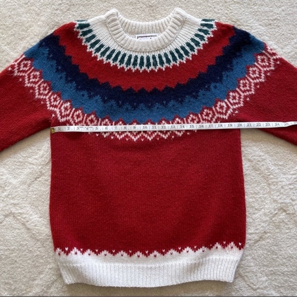The Alpaca Connection Peruvian Fair Isle Knit Jumper Sweater In Red,Cream, Blue - Picture 3 of 8